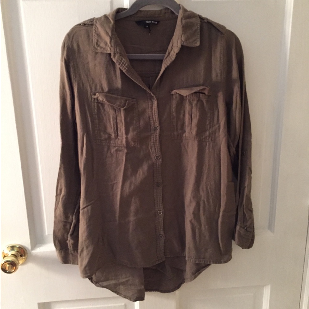 Army green button up